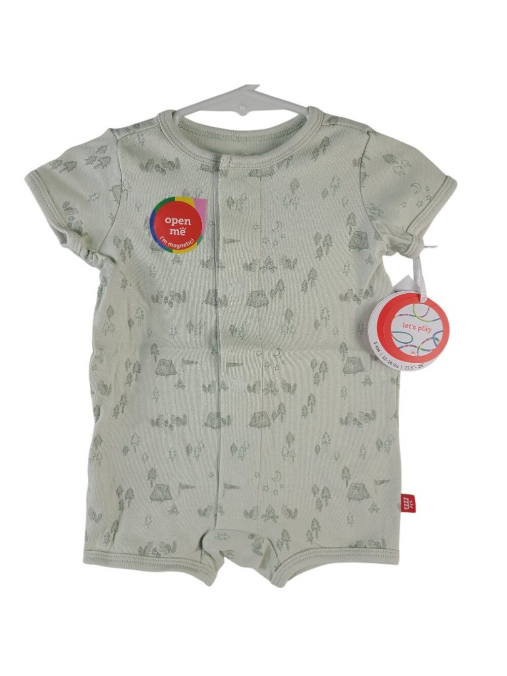 NEW Magnetic Me Baby Romper Sz 3-6 Months Organic Cotton Camping Print